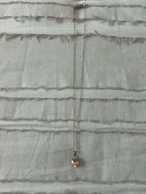 Vintage Silver Chain Necklace with Champagne Pendant - Women Jewelry